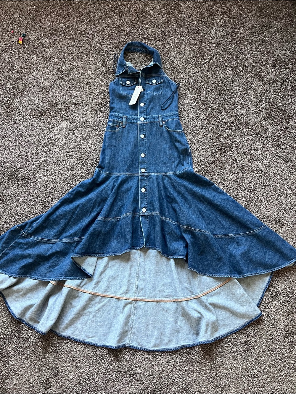 Alice + Olivia Medium Blue Denim Button-Front Dress - Picture 3 of 7